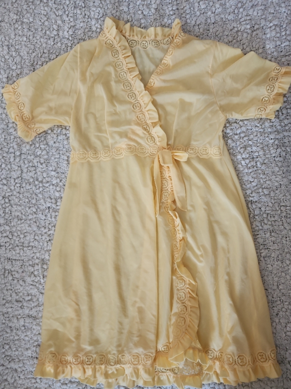 Yellow Ruffled Vintage Made In Italy 1950's Nightgown Size Small